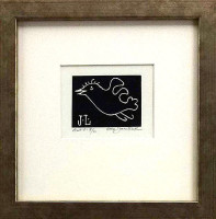 Ota Janeček - Ptáček v letu ( černá varianta) - grafika